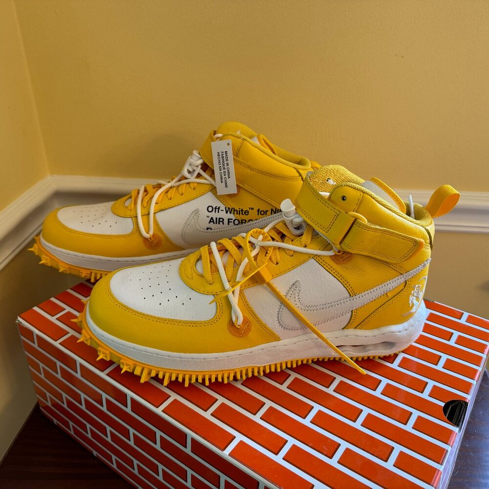 Nike Air Force 1 Mid Sp Leather Off White Maize Men's Size 14 (new in box) - Picture 3 of 11